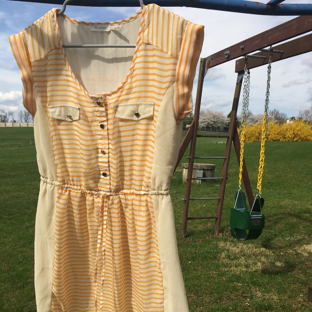 Blu Pepper Yellow Striped Summer Dress